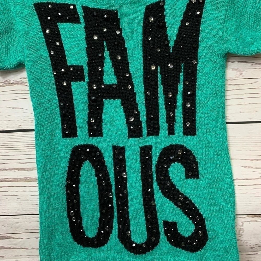 NWOT Justice Teal Famous Sweater Size 14